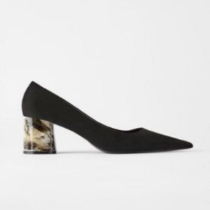 Zara Marble Block Black Pointed Toe Heel 8/39